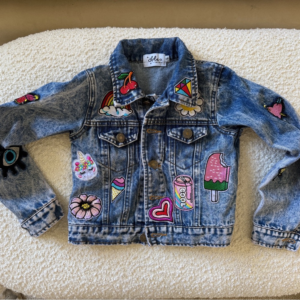 Lola + The Boys Blue Jean Jacket with Colorful Embellishments